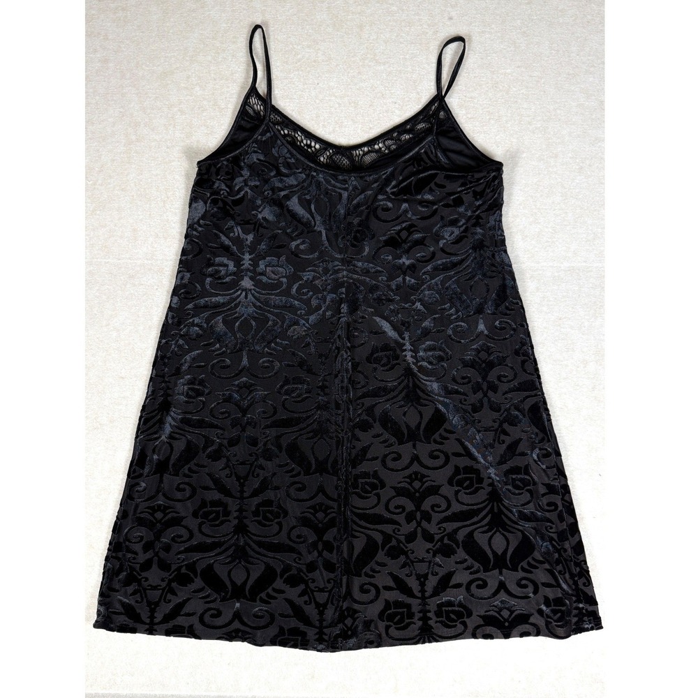 Black Velvet Burnout Slip Mini Dress Size XL Whimsygoth Dark Romantic Party - Picture 7 of 14